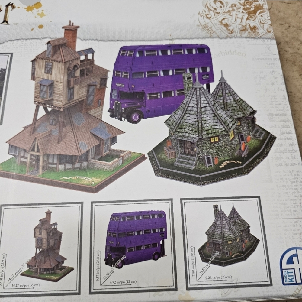 Harry Potter 3D Puzzle The Burrow, Hagrid's Hut and Knight Bus new - Picture 5 of 6